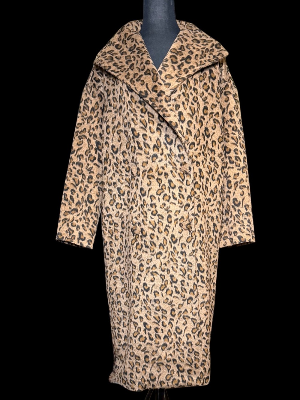 Leopard Print Long Trench Coat, Plush-Texture NWOT, JustFab Size Small